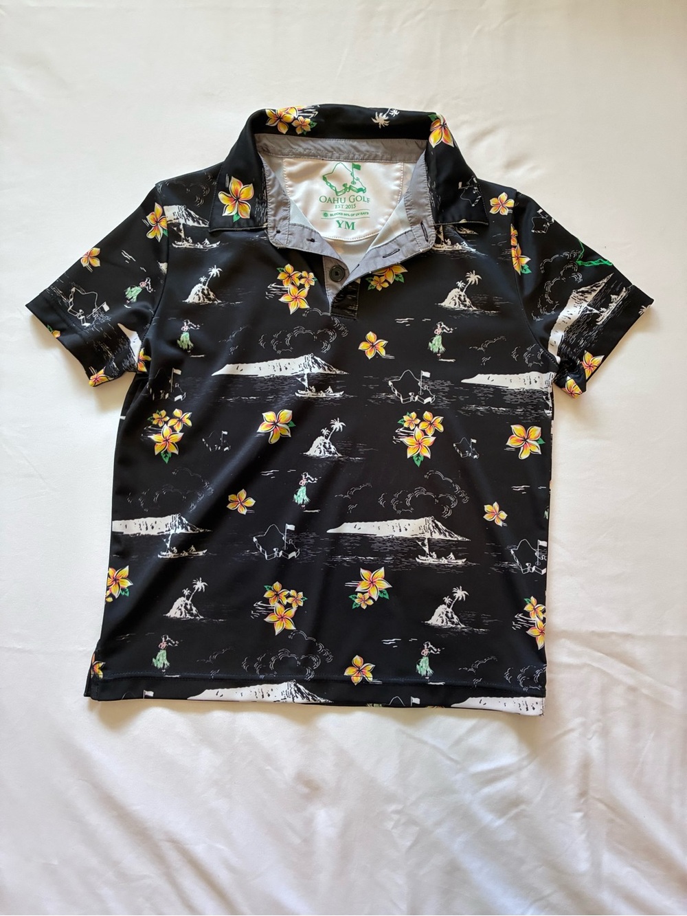 OGA - Kids Black Floral Polo